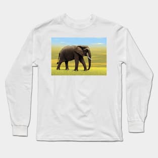 Elephant At Sunrise Long Sleeve T-Shirt